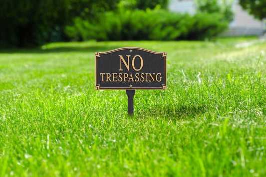 No Trespassing Statement Plaque – Lawn-Nautical Decor and Gifts