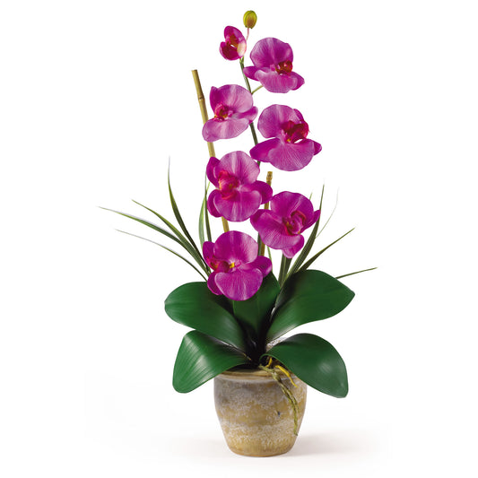 Single Stem Phalaenopsis Silk Orchid Arrangement-Faux Plant-Nautical Decor and Gifts