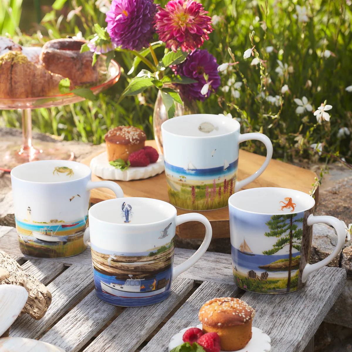 By the Sea Mugs, Set of 4