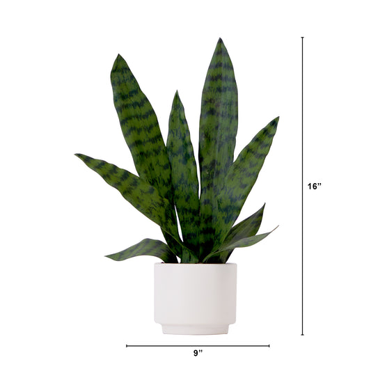 16" Artificial Sansevieria Snake Plant With Decorative Planter-Faux Plant-Nautical Decor and Gifts