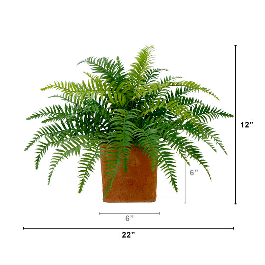 22” Artificial Fern Plant In Decorative Planter-Faux Plant-Nautical Decor and Gifts