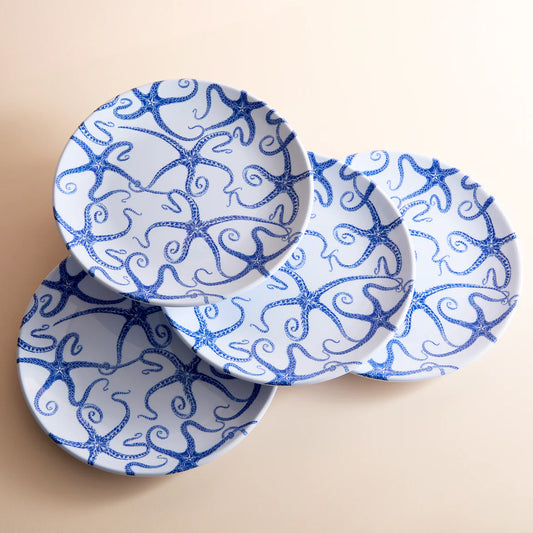 Starfish Melamine Dinner Plates, Set of 4-Nautical Decor and Gifts