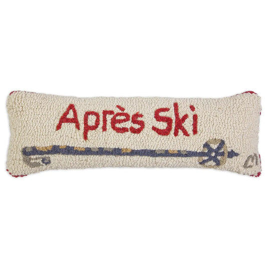 8 x 24 Decorative pillow with 'Après Ski' text and ski pole design