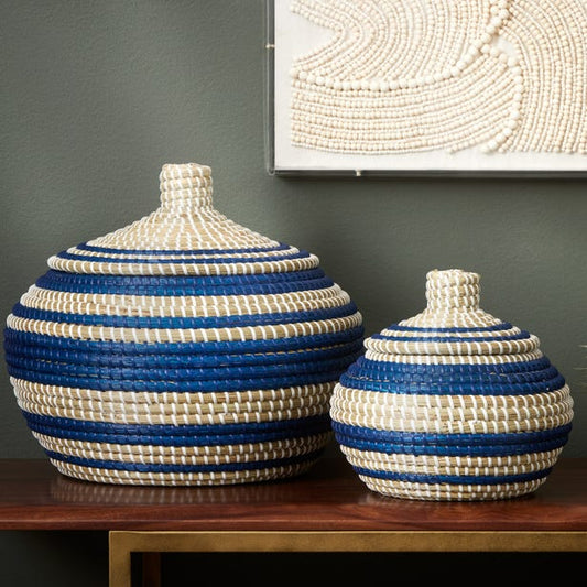 Arley Baskets With Lid set of 2-Nautical Decor and Gifts