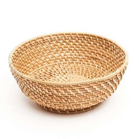 Woven Rattan Bowl, Natural-Basket-Nautical Decor and Gifts