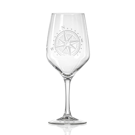 Compass Star Wine Glass - 19.5oz-Nautical Decor and Gifts