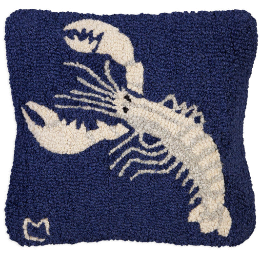 White Lobster on Navy-Pillow-Nautical Decor and Gifts