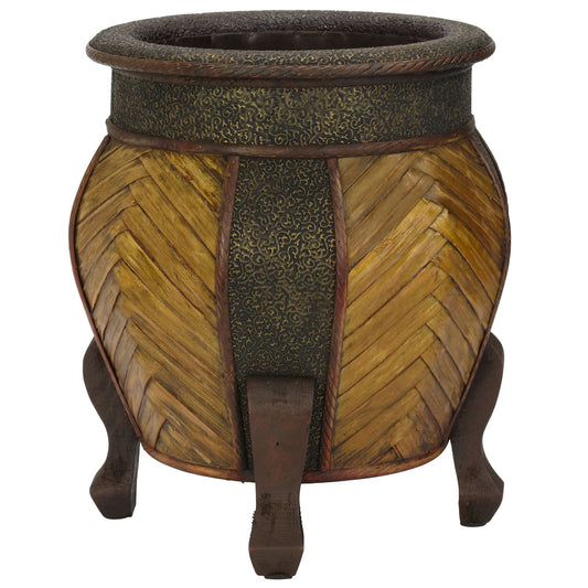 Decorative Rounded Wood Planters (Set of 2)-Faux Plant-Nautical Decor and Gifts
