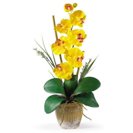 Single Stem Phalaenopsis Silk Orchid Arrangement-Faux Plant-Nautical Decor and Gifts