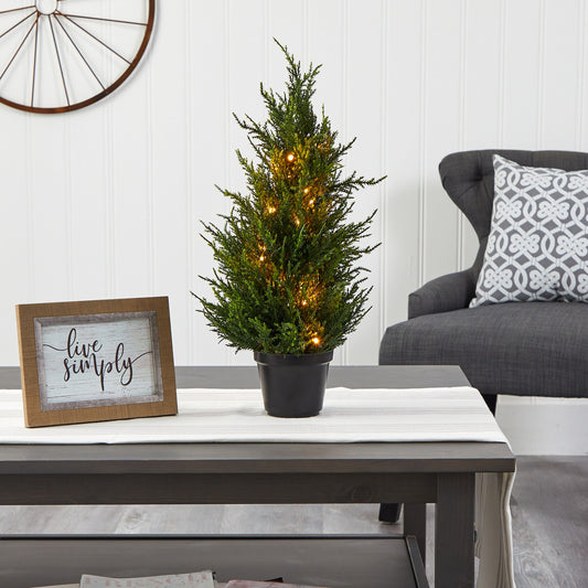 18” Cedar Artificial Tree with LED Lights-Nautical Decor and Gifts