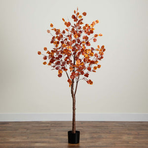 Pre-Lit Autumn Eucalyptus Artificial Fall Tree-Faux Plant-Nautical Decor and Gifts