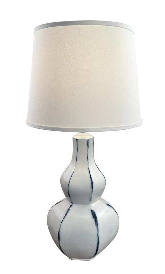 Farmhouse/Navy Large 6 Sided Tear Drop Table Lamp-Lamp-Nautical Decor and Gifts