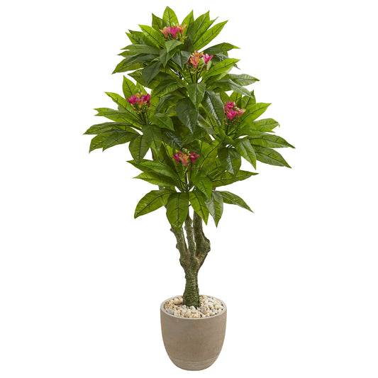 5’ Plumeria Artificial Tree in Decorative Planter UV Resistant (Indoor/Outdoor)-Faux Plant-Nautical Decor and Gifts
