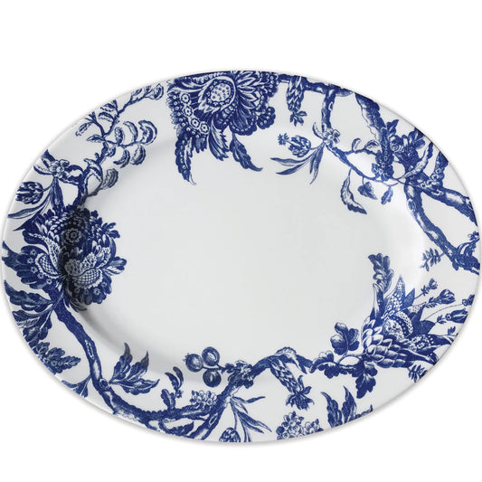 Large White platter with blue floral pattern 