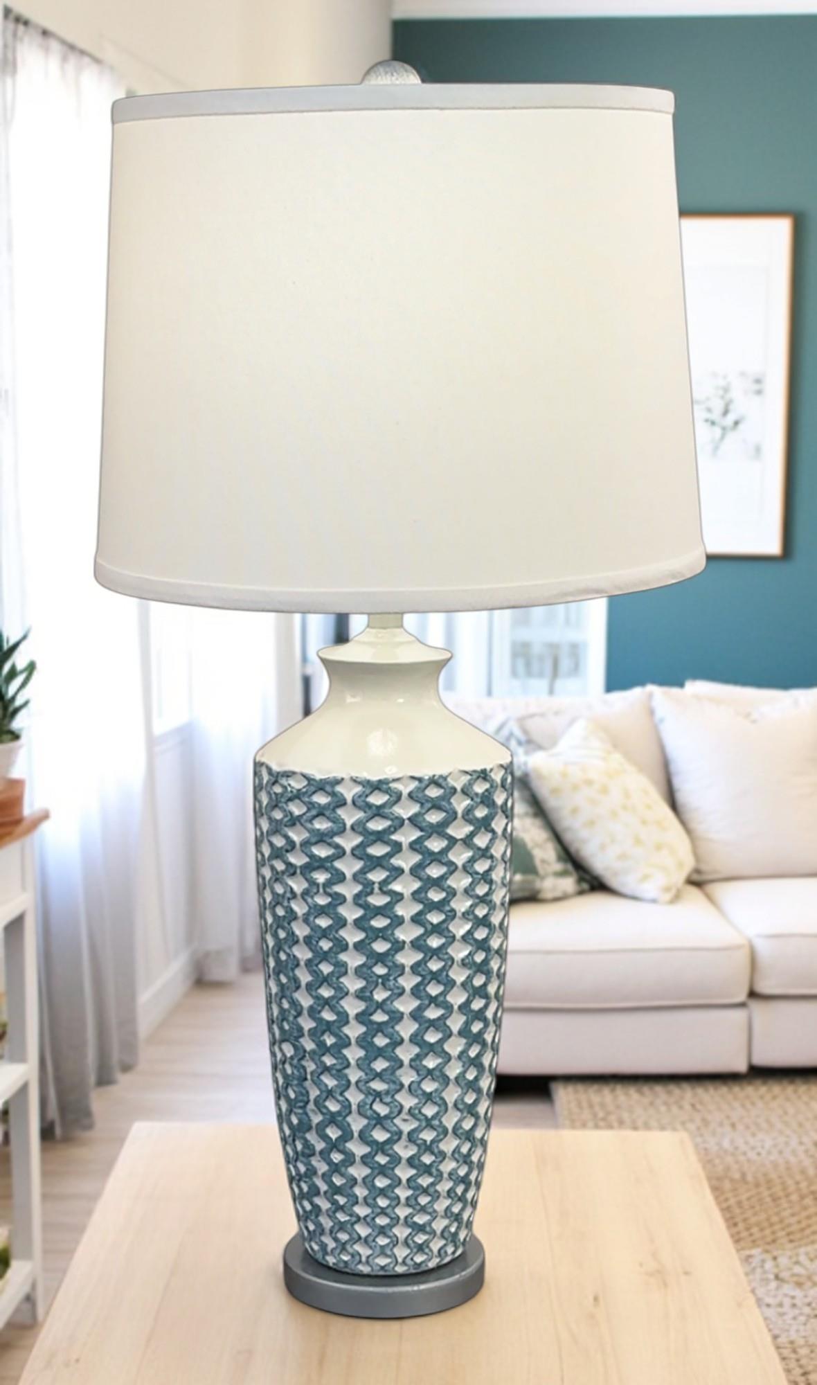 Tall Basket Weave Vase Table Lamp-Lamp-Nautical Decor and Gifts