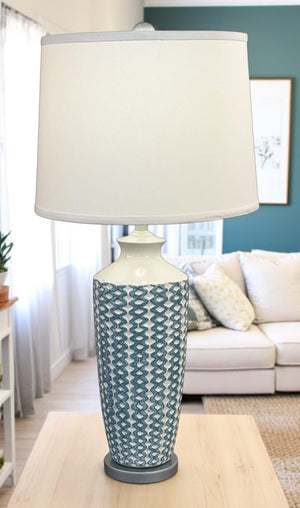 Tall Basket Weave Vase Table Lamp-Lamp-Nautical Decor and Gifts