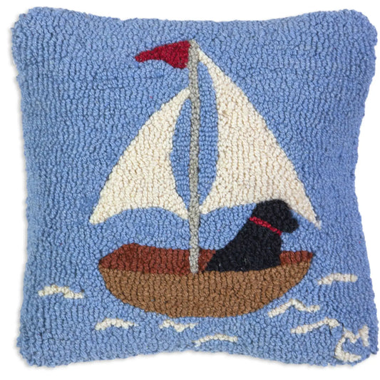 Skiff Black Lab Sailing-Pillow-Nautical Decor and Gifts