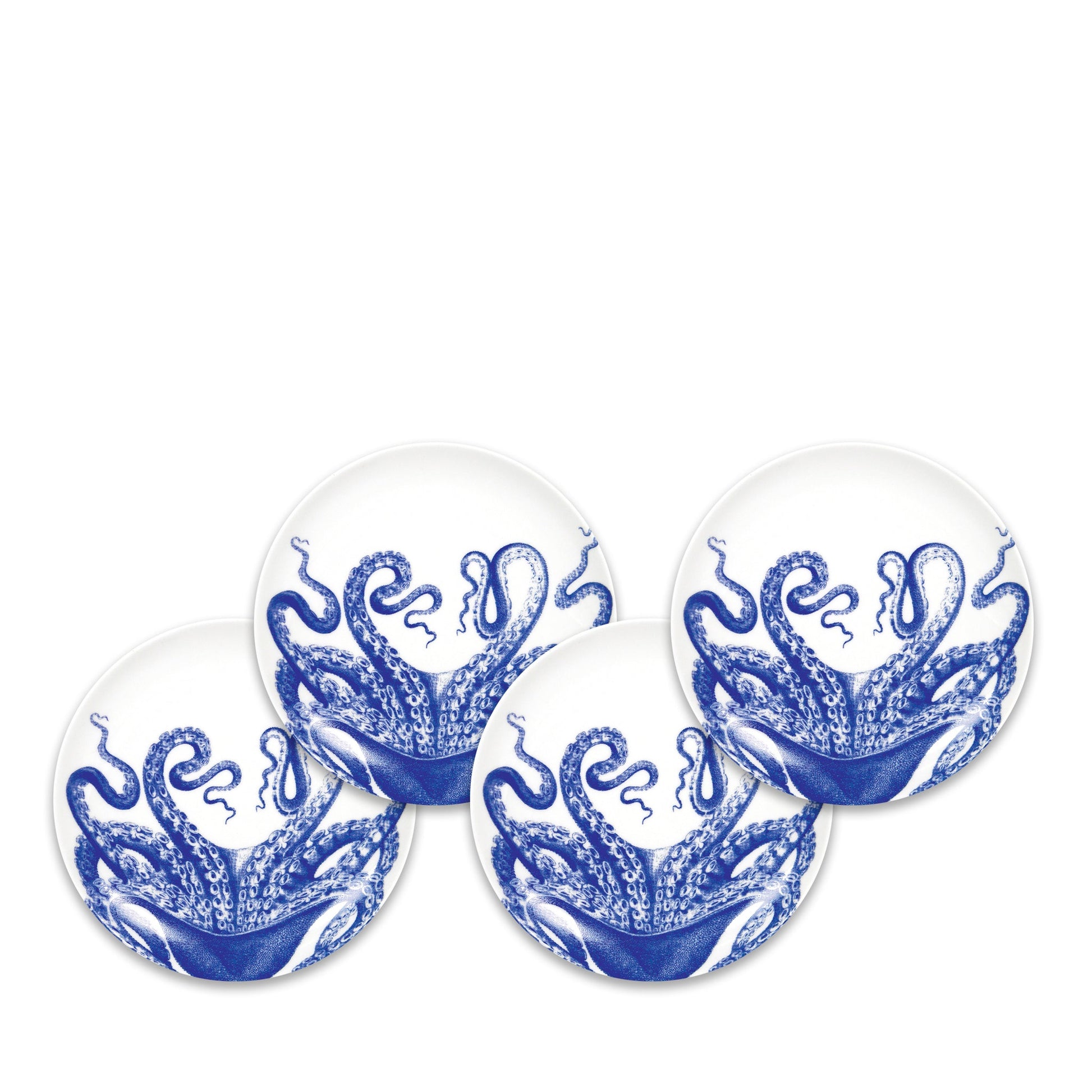 Octopus Porcelain Appetizer Plates set of 4-Nautical Decor and Gifts