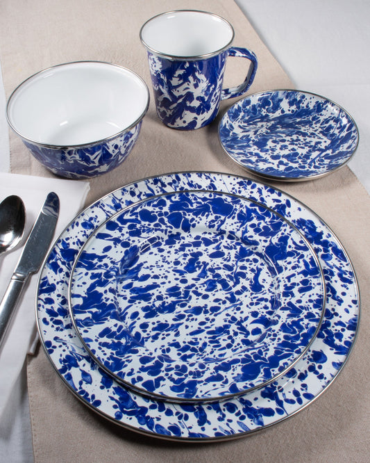 Enamel Cobalt Swirl - 12 Piece Set-Nautical Decor and Gifts