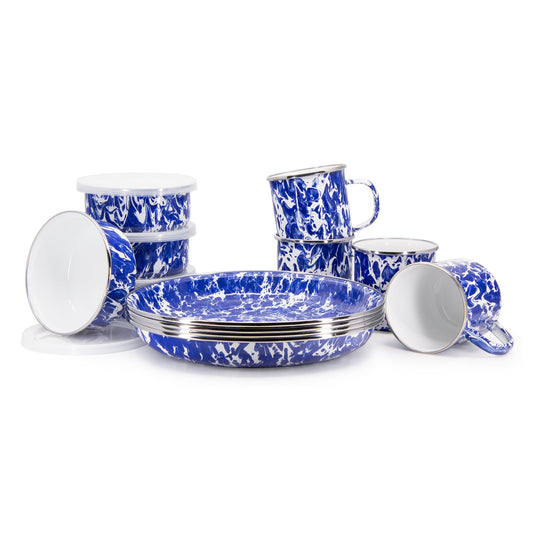 Enamel Cobalt Swirl - 12 Piece Set-Nautical Decor and Gifts