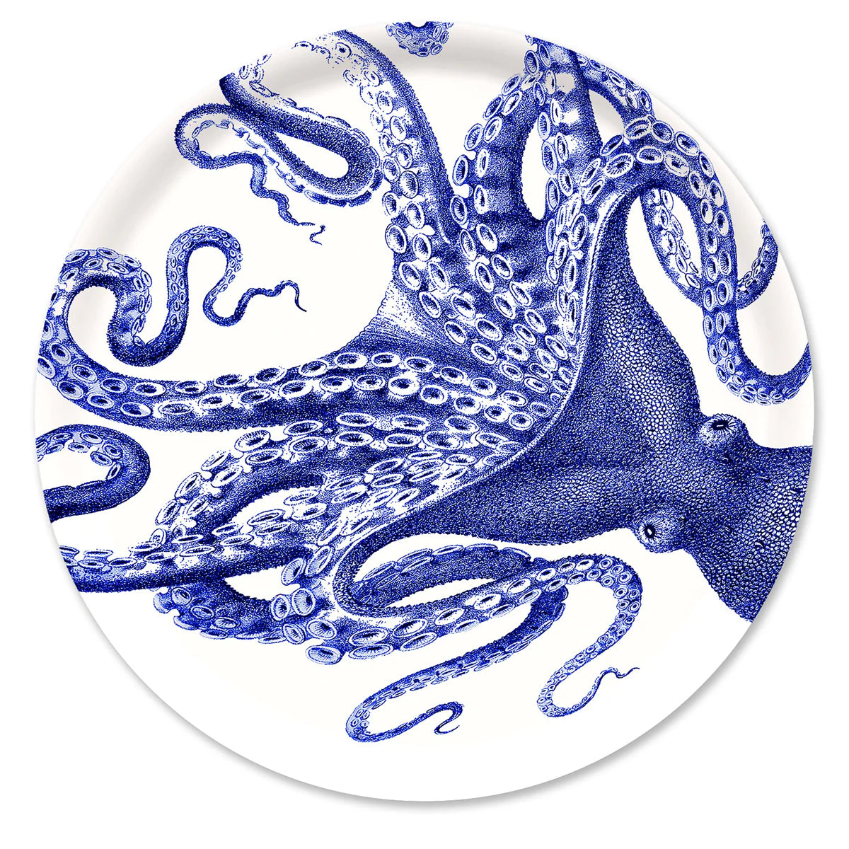 Octopus Large Round Birchwood Tray-Nautical Decor and Gifts