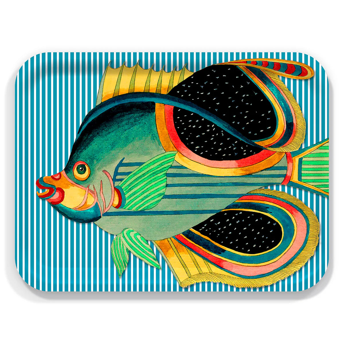 Party Fish Large Rectangular Birchwood Tray-Nautical Decor and Gifts