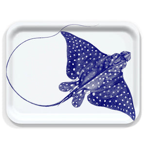 Spotted Stingray Large Rectangular Birchwood Tray-Nautical Decor and Gifts
