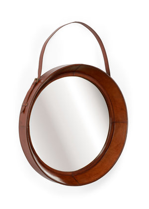 Cognac Leather Mirror-Nautical Decor and Gifts