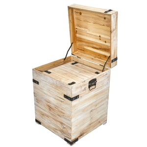 Decorative White Wash Storage Boxes-Trunks with Metal Detail (Set of 2)-Faux Plant-Nautical Decor and Gifts