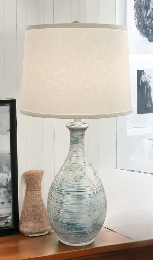 Farmhouse/Slate Ridged Tear Drop Table Lamp-Lamp-Nautical Decor and Gifts