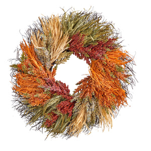 26” Fall Sorghum Harvest Autumn Artificial Wreath-Nautical Decor and Gifts