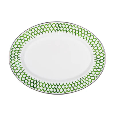 Green Scallop Oval Platter-Tray-Nautical Decor and Gifts