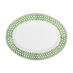 Green Scallop Oval Platter-Tray-Nautical Decor and Gifts