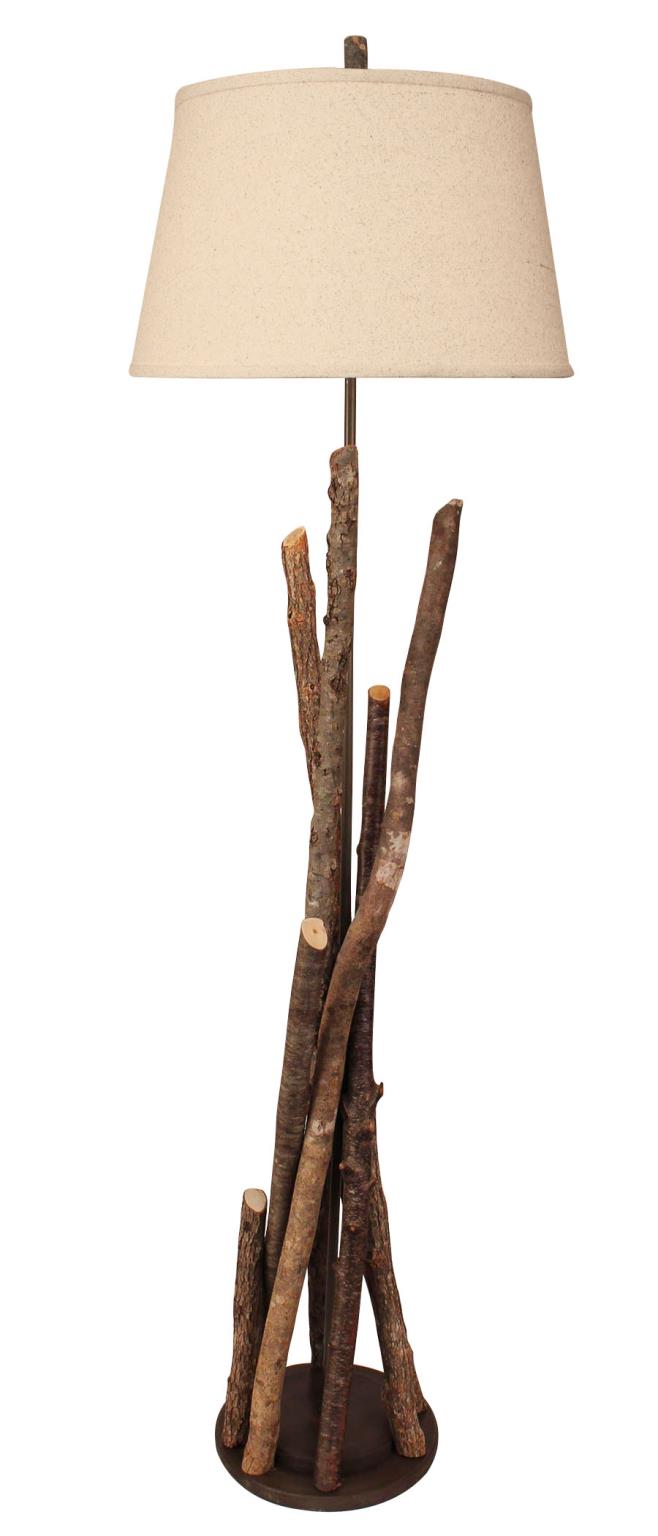 Stick Floor Lamp with Round Wooden Base-Lamp-Nautical Decor and Gifts