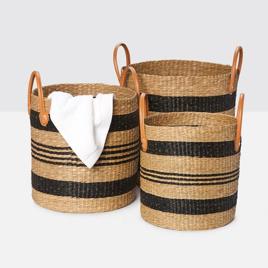 Hudson Seagrass Baskets- Set of 3-Nautical Decor and Gifts