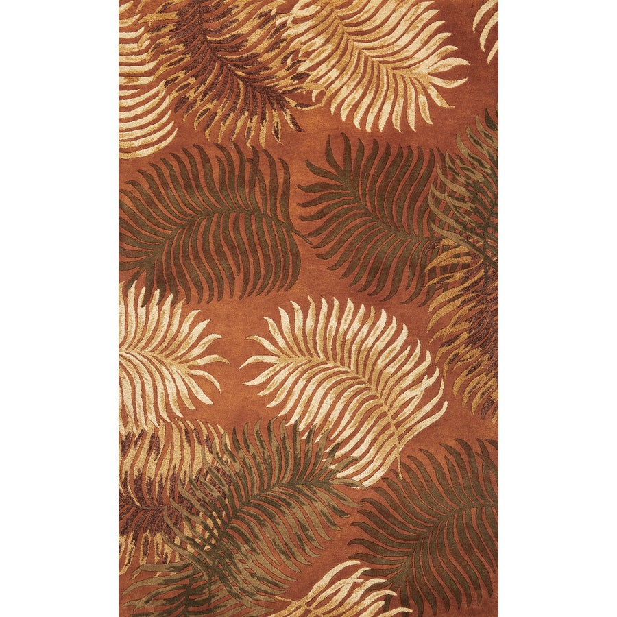 Havana Rust Fern 100% Wool Area Rug | Free Shipping