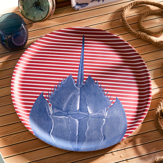Horseshoe Crab Large Round Birchwood Tray-Nautical Decor and Gifts