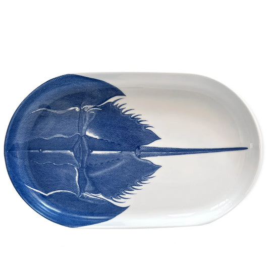 Horseshoe Crab Large Coupe Oval Platter-Nautical Decor and Gifts