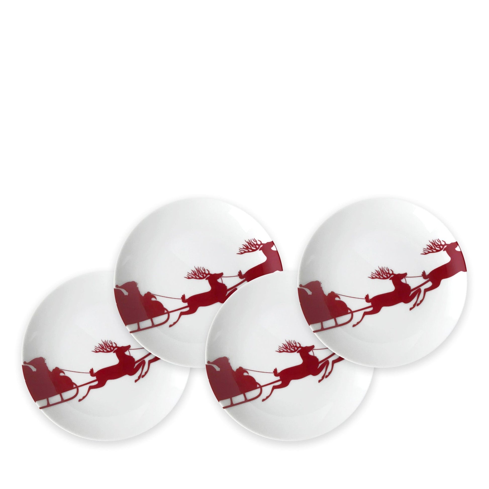 Sleigh Canapes Boxed Set/4 - Red-Nautical Decor and Gifts