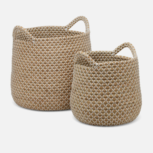 Kendari Round Basket - Set of 2-Nautical Decor and Gifts