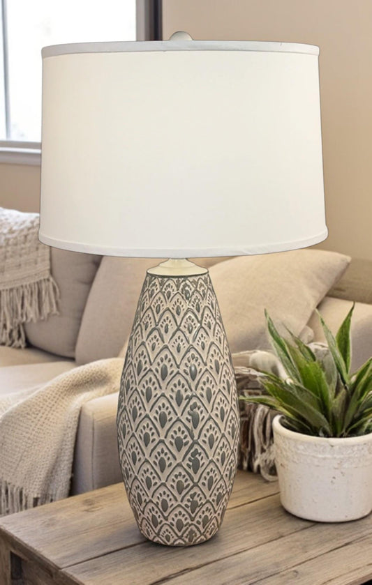 Cottage/Moonlight Beach Large Fleur De Lis Vase Table Lamp-Lamp-Nautical Decor and Gifts