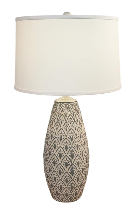 Cottage/Moonlight Beach Large Fleur De Lis Vase Table Lamp-Lamp-Nautical Decor and Gifts