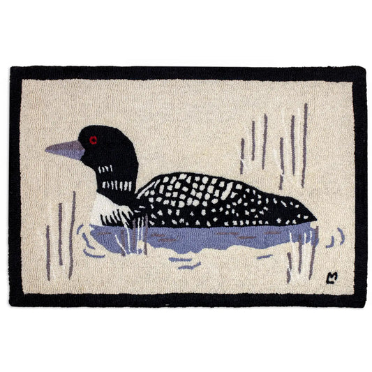 Loon Hooked Wool Rug-2x3 Rug-Nautical Decor and Gifts