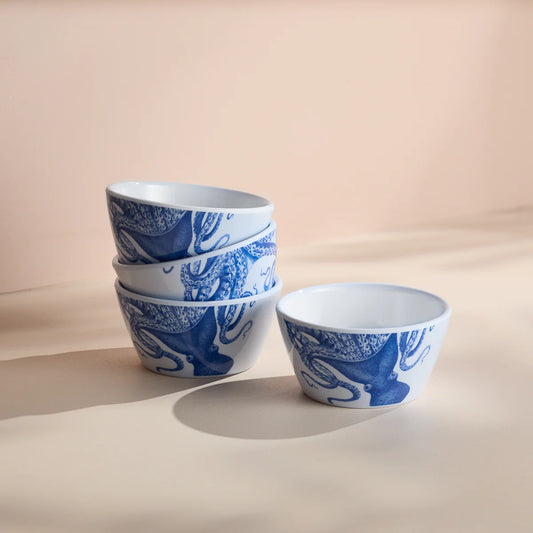 Octopus Melamine Snack Bowls, Set of 4-Nautical Decor and Gifts