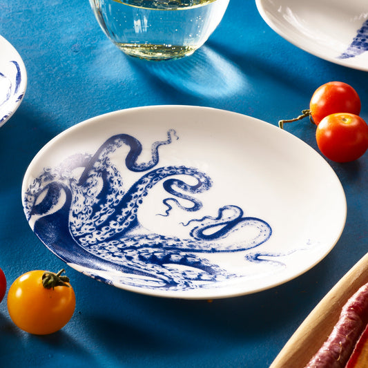 Octopus Porcelain Appetizer Plates set of 4-Nautical Decor and Gifts