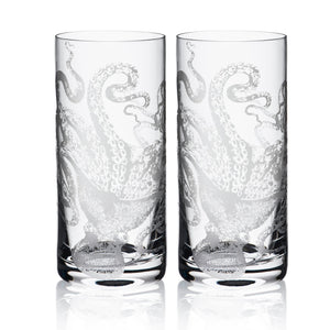 Octopus Highball Glasses - Sets-Nautical Decor and Gifts