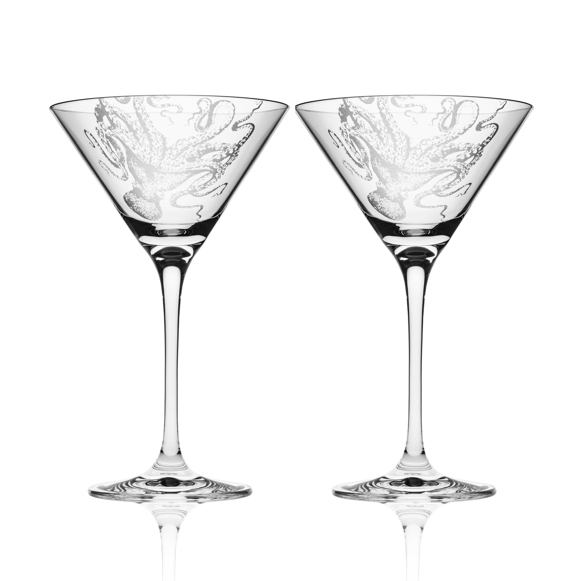 Octopus Martini Glasses - Set of 2-Nautical Decor and Gifts