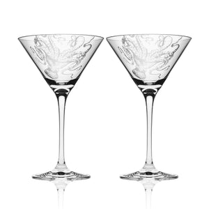 Octopus Martini Glasses - Set of 2-Nautical Decor and Gifts