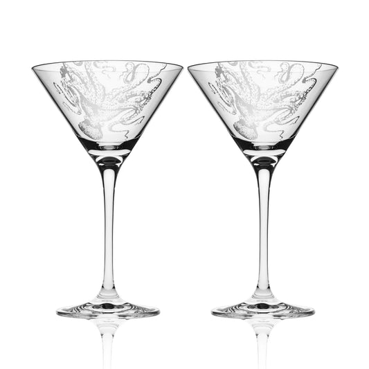 Octopus Martini Glasses - Set of 2-Nautical Decor and Gifts