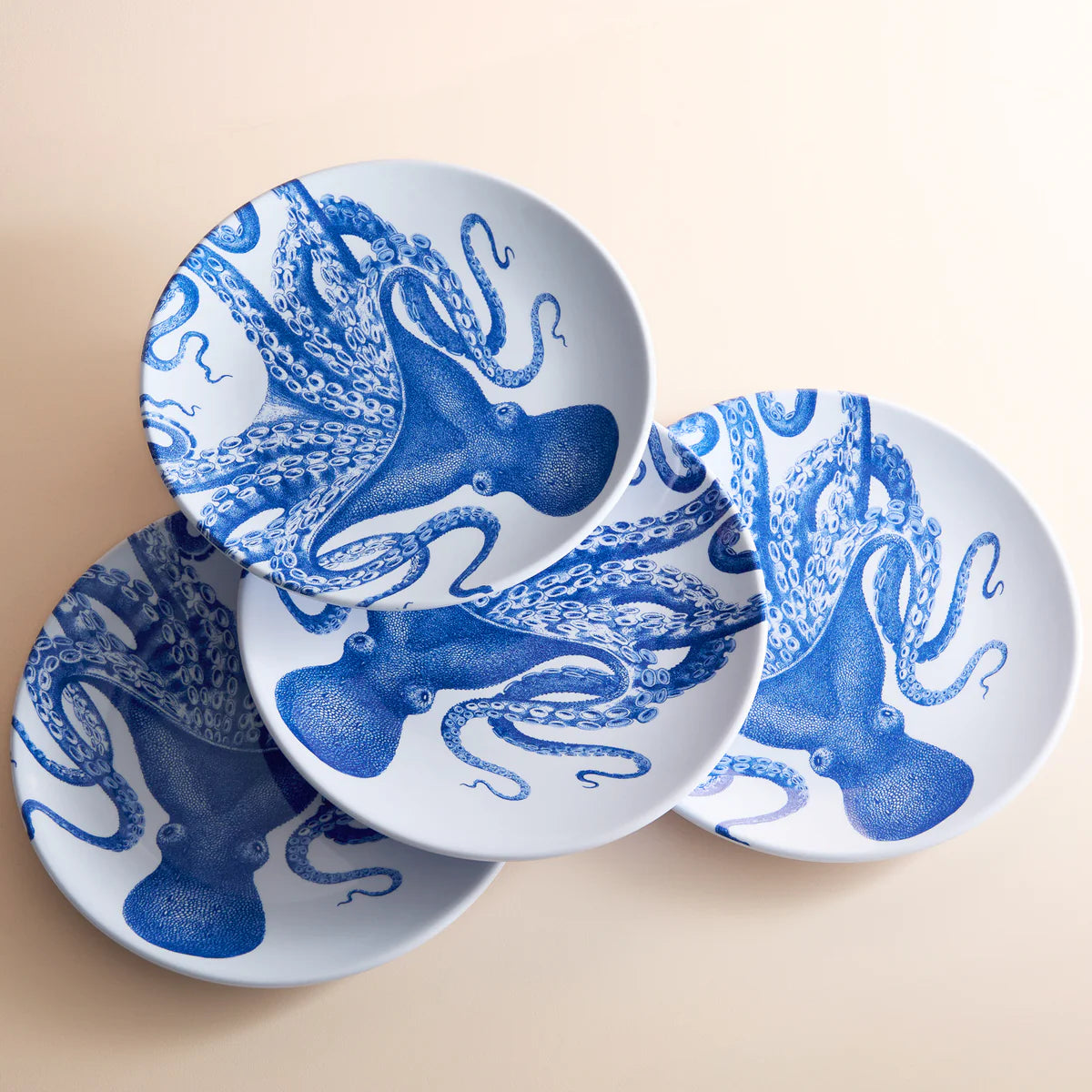 Octopus Melamine Dinner Plates, Set of 4-Nautical Decor and Gifts